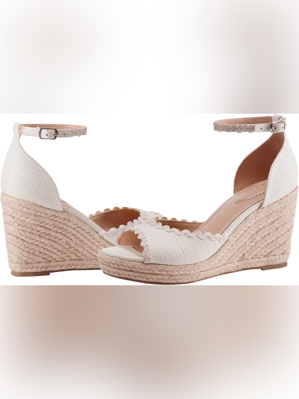 Bandolino Cream Scalloped Espadrille Wedge Sandals